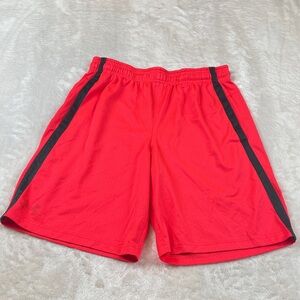 Under Armour Red Athletic Shorts with Black Side Stripes